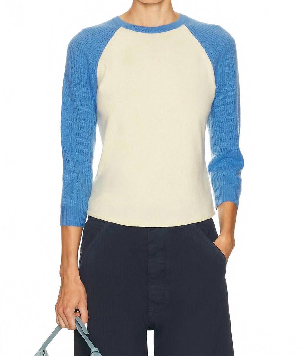 NEW GUEST IN RESIDENCE baseball tee in mist & sail